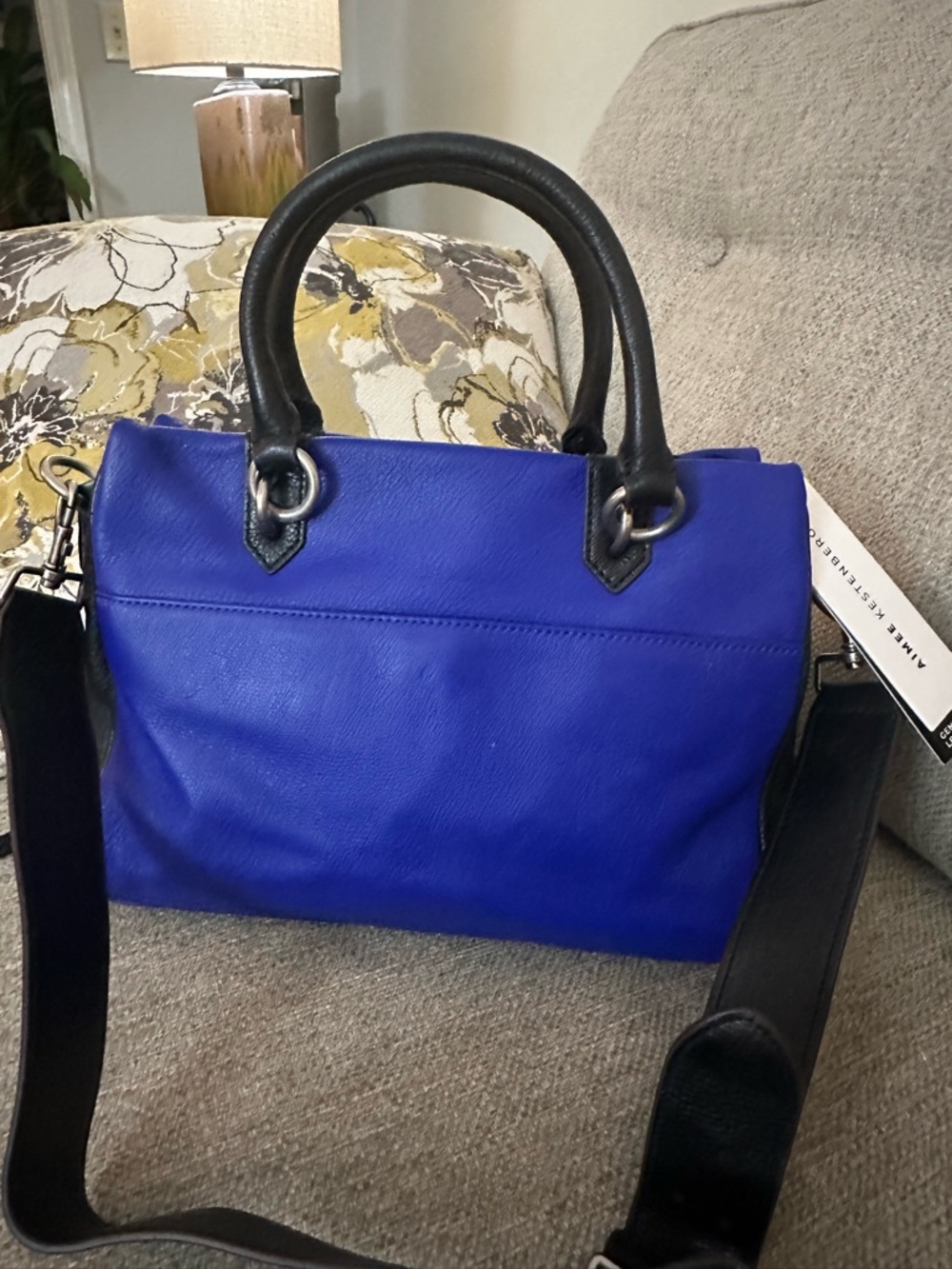 Aimee KESTENBERG Cool One-of-a-Kind Cobalt Leather Satchel NWT - Picture 9 of 15